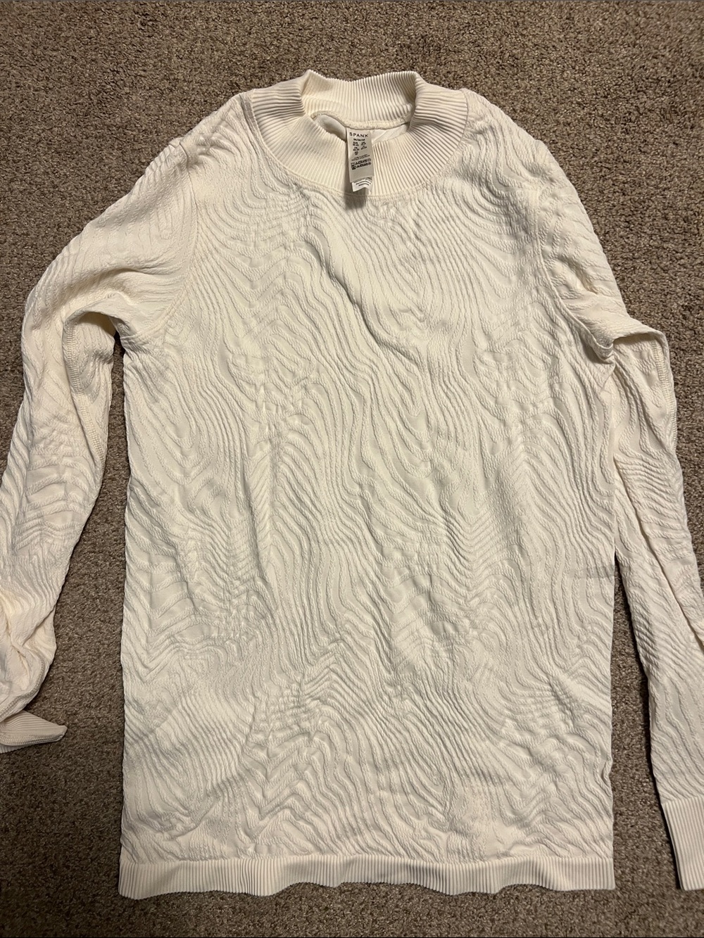 SPANX Cream Textured Long Sleeve Pullover